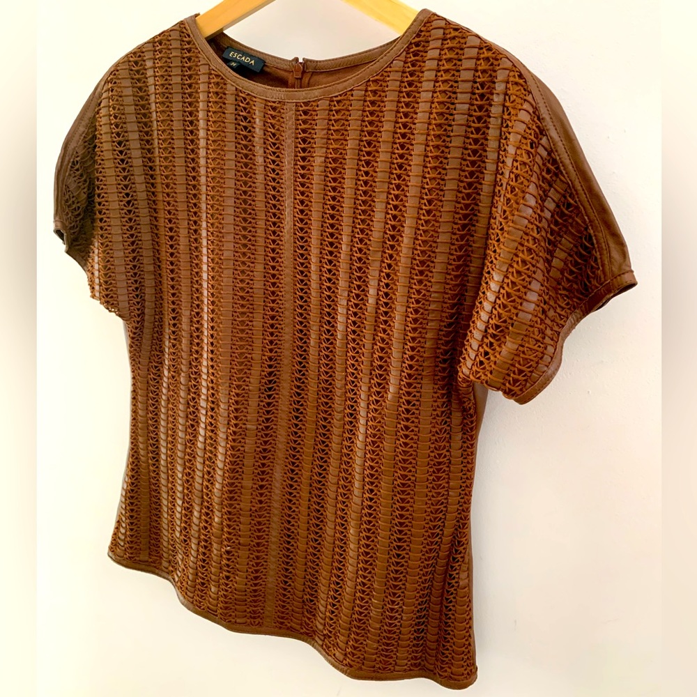 Escada Soft Luxurious Leather Weave Blouse